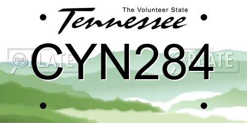 CYN284 Tennessee License Plate