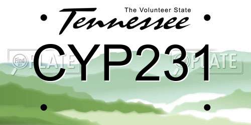 CYP231 Tennessee License Plate