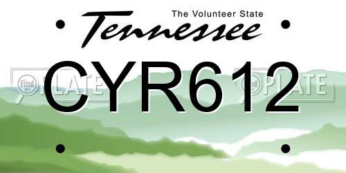 CYR612 Tennessee License Plate