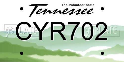 CYR702 Tennessee License Plate