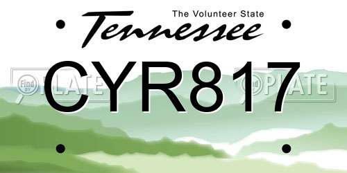 CYR817 Tennessee License Plate