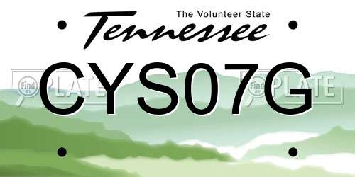 CYS07G Tennessee License Plate