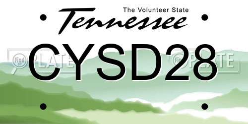 CYSD28 Tennessee License Plate