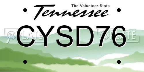 CYSD76 Tennessee License Plate