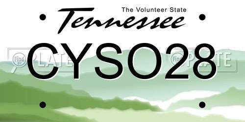 CYSO28 Tennessee License Plate