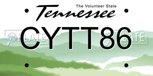 CYTT86 Tennessee License Plate