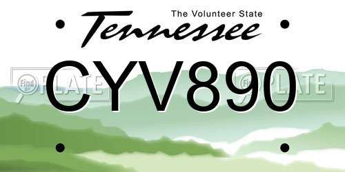 CYV890 Tennessee License Plate