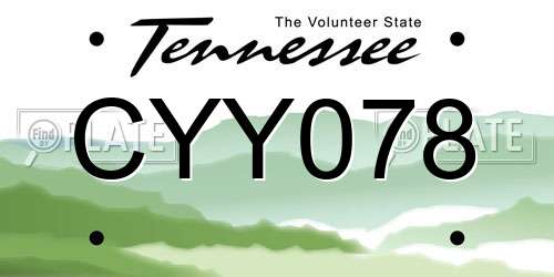 CYY078 Tennessee License Plate