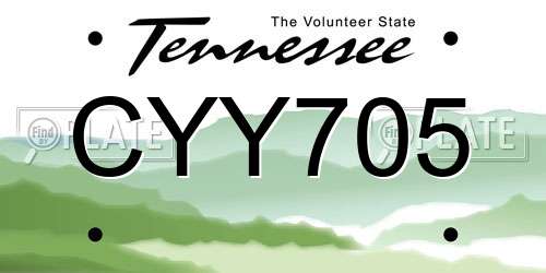 CYY705 Tennessee License Plate