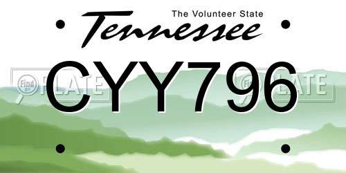 CYY796 Tennessee License Plate