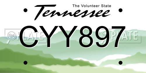 CYY897 Tennessee License Plate