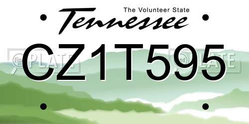 CZ1T595 Tennessee License Plate