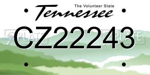 CZ22243 Tennessee License Plate