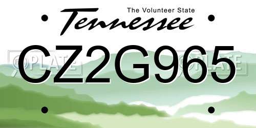 CZ2G965 Tennessee License Plate