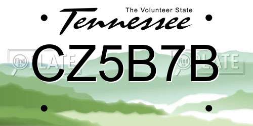 CZ5B7B Tennessee License Plate