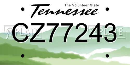 CZ77243 Tennessee License Plate