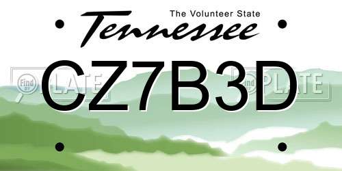 CZ7B3D Tennessee License Plate