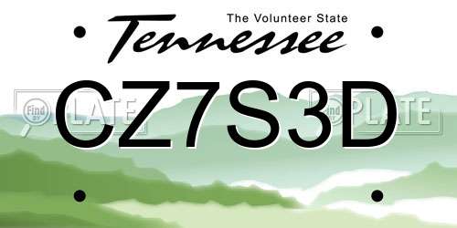 CZ7S3D Tennessee License Plate