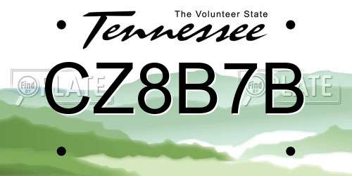 CZ8B7B Tennessee License Plate