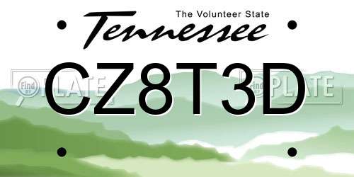 CZ8T3D Tennessee License Plate