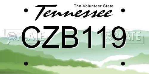 CZB119 Tennessee License Plate