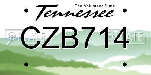 CZB714 Tennessee License Plate