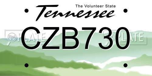 CZB730 Tennessee License Plate