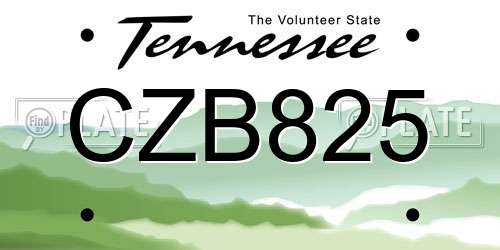 CZB825 Tennessee License Plate
