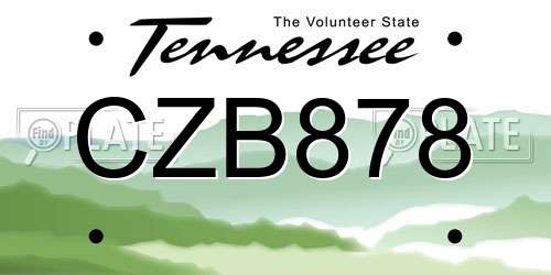 CZB878 Tennessee License Plate