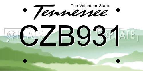 CZB931 Tennessee License Plate