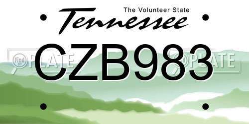 CZB983 Tennessee License Plate