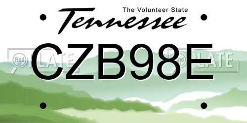 CZB98E Tennessee License Plate
