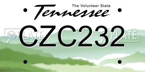 CZC232 Tennessee License Plate
