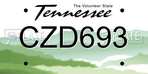 CZD693 Tennessee License Plate