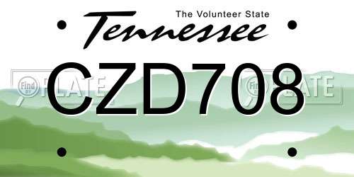 CZD708 Tennessee License Plate