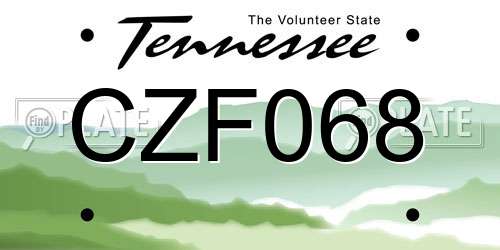 CZF068 Tennessee License Plate