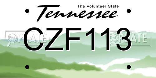CZF113 Tennessee License Plate