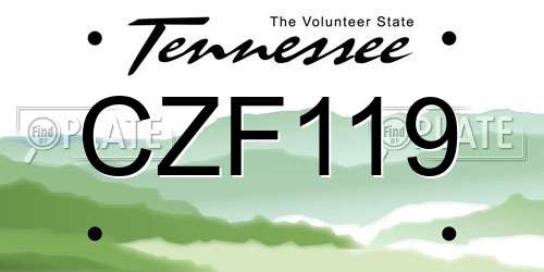 CZF119 Tennessee License Plate