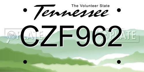 CZF962 Tennessee License Plate