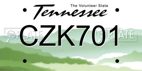 CZK701 Tennessee License Plate