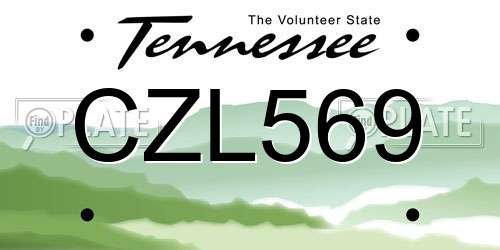 CZL569 Tennessee License Plate