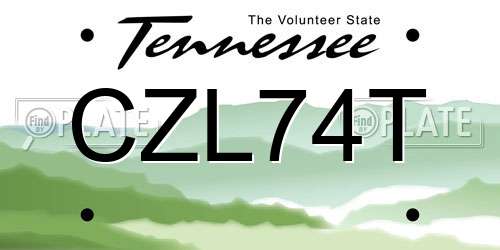 CZL74T Tennessee License Plate