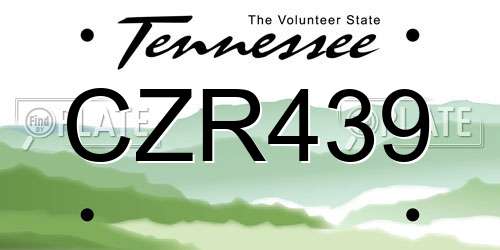 CZR439 Tennessee License Plate