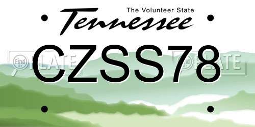 CZSS78 Tennessee License Plate