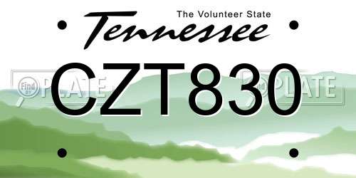 CZT830 Tennessee License Plate
