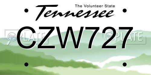 CZW727 Tennessee License Plate