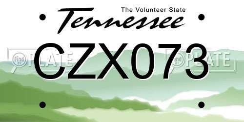 CZX073 Tennessee License Plate