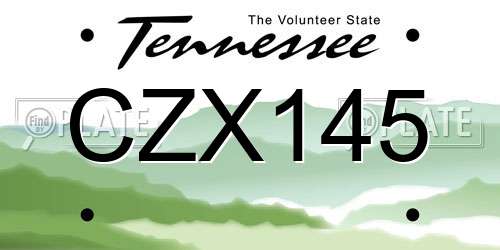 CZX145 Tennessee License Plate