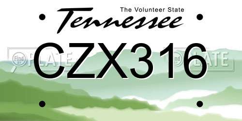 CZX316 Tennessee License Plate