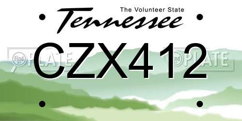 CZX412 Tennessee License Plate